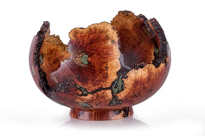 Manzanita Natural Edge Bowl inlaid with soapstone and turquoise